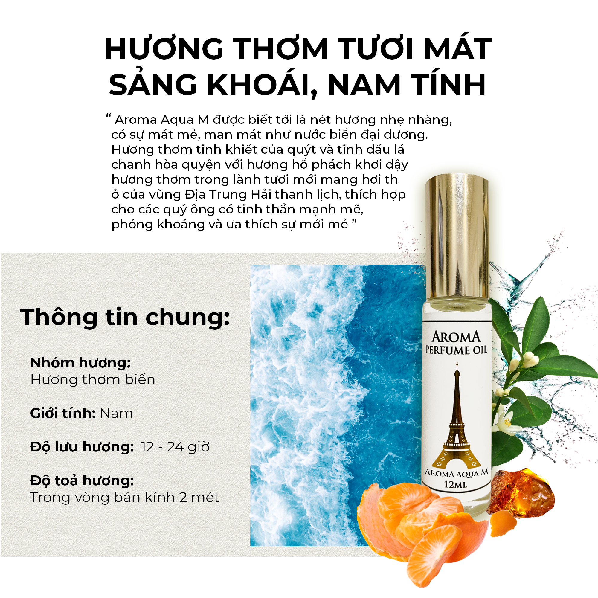 Aroma Bright CrystaI – Tinh Dầu Nước Hoa Pháp Dạng Lăn 12ml