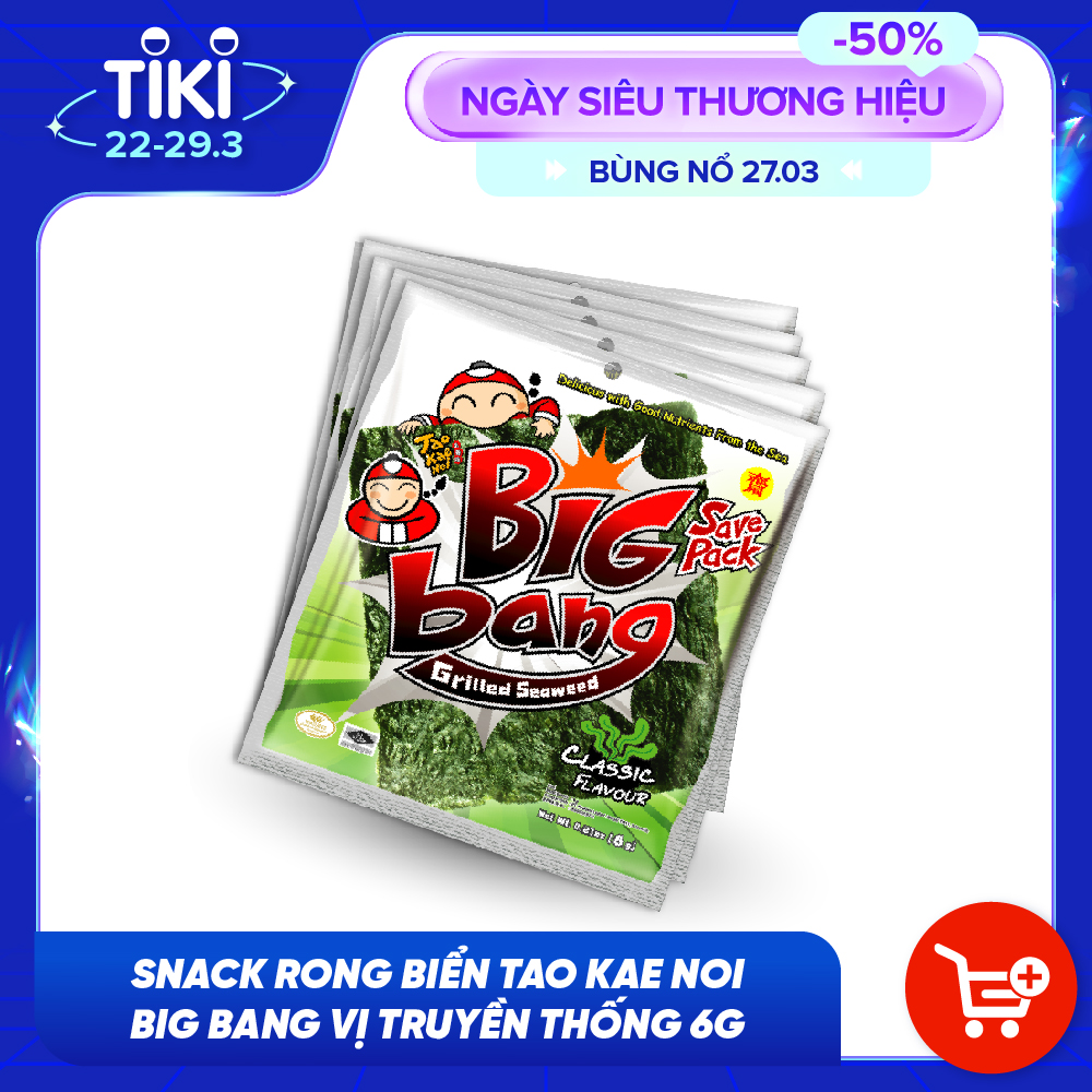 Snack Rong Biển Taokaenoi BIG BANG Vị Truyền Thống (6g x 12 Gói)