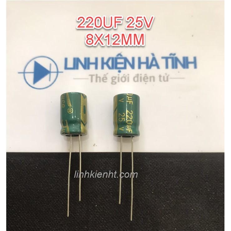 20 CON TỤ HÓA 220UF 25V 8X12MM TỤ XANH 220UF 25V