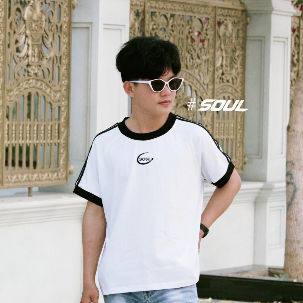 Áo Thun Baby Tee Form Fit 100% Cotton Soul Uni, Áo Phông Sọc Vai Phối Trắng Đen Cơ Bản
