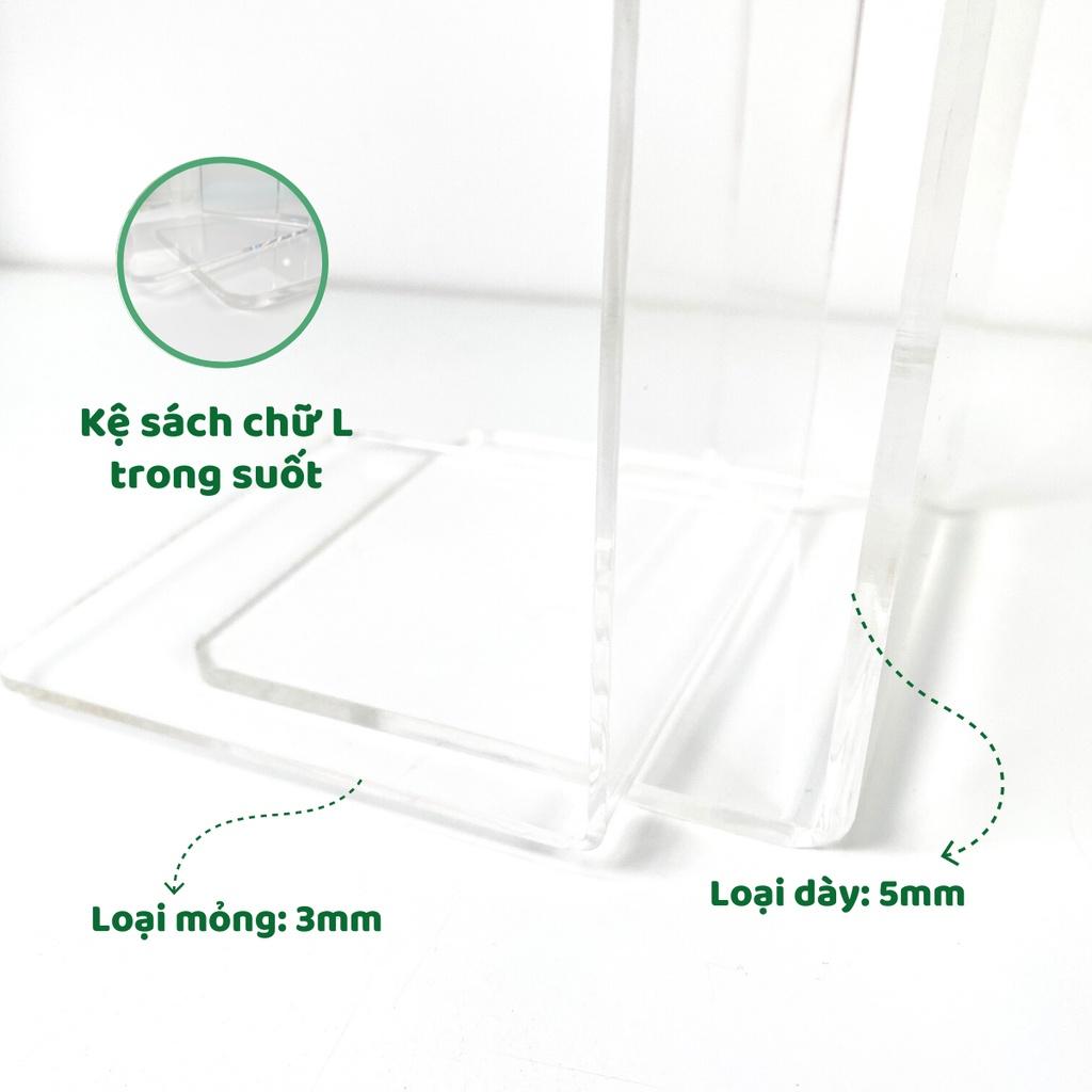 Kệ sách chữ L nhựa Acrylic trong suốt để bàn basic DMJ