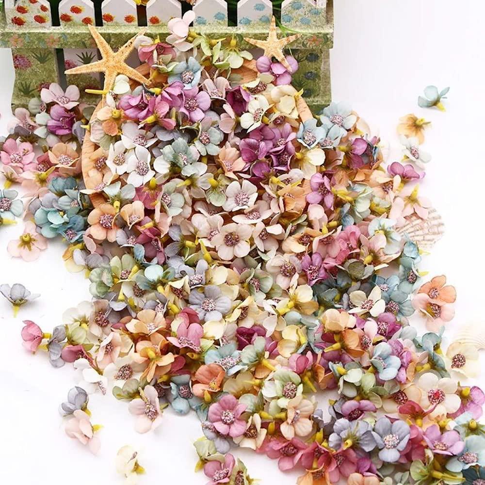 Bộ 100 Đầu Hoa, Mini Nhân Tạo Nhiều Màu Đầu Hoa Cúc, Hoa Giả Thủ Công Cho DIY Trang Trí Đám Cưới
