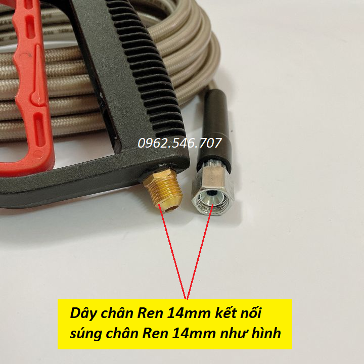 Ống Dây Xịt Rửa Xe Áp Lực Cao 3 Lớp Lõi 10m-15m-20m Ren 14mm | dây xịt rửa xe áp lực cao loại tốt