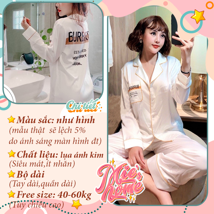 Đồ bộ mặc nhà nữ, pijama lụa latin mát mịn
