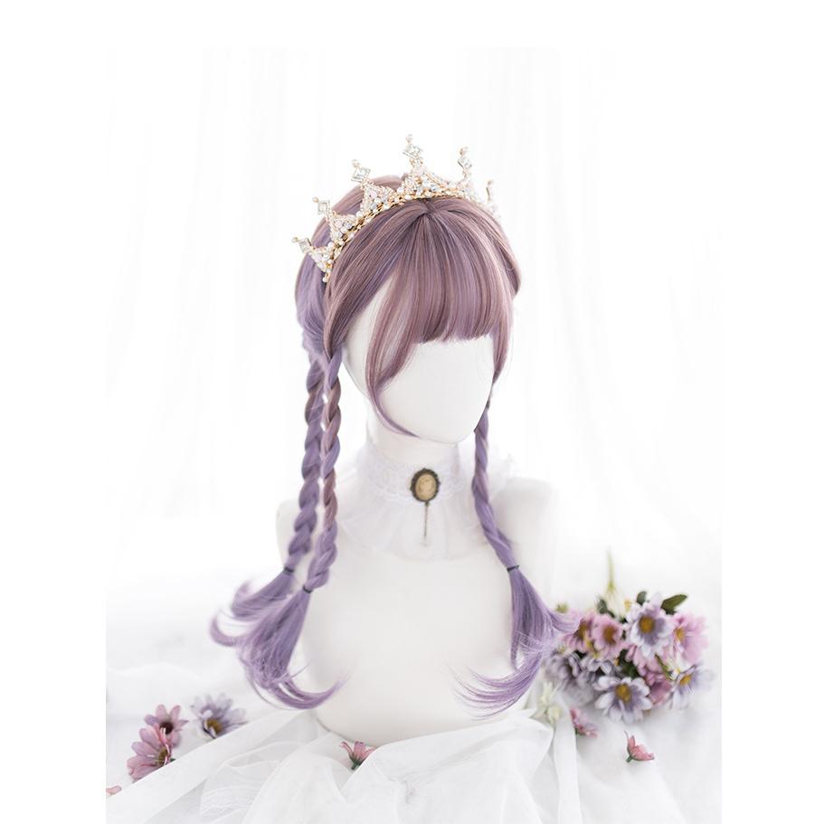 Wig/Tóc giả Ombre mix màu nâu tím cô thỏ dễ thương - A83 Nguyên đầu teen/lolita