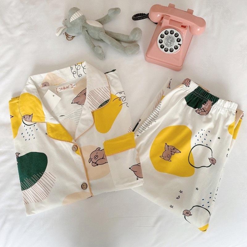 Pijama, Bộ Ngủ Nữ cotton ngắn tay quần dài CDCP01