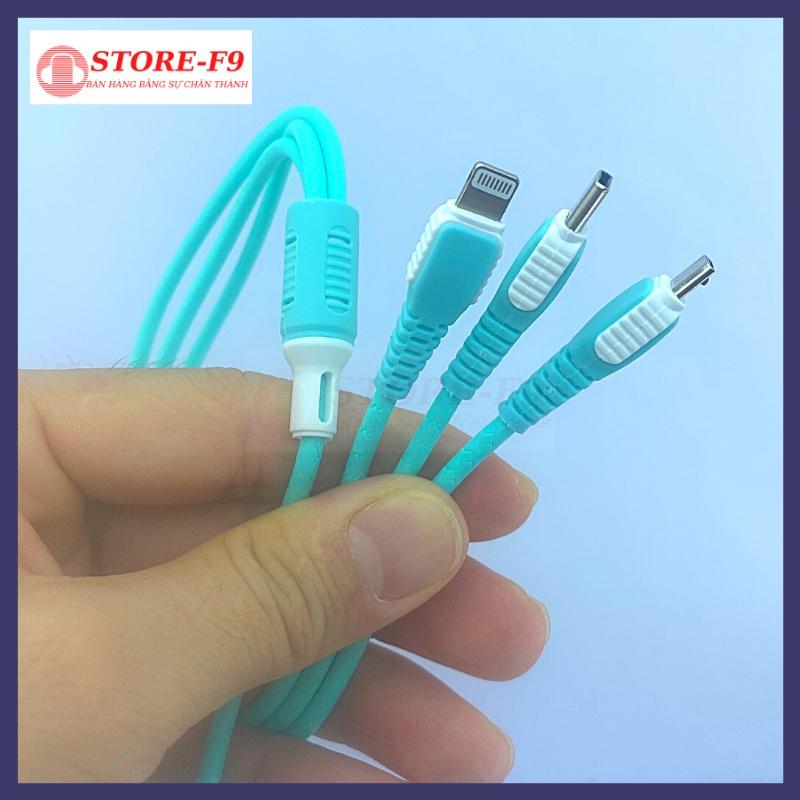 Dây Cáp Sạc Nhanh 3 Đầu CABLE XS-013 iPhone Micro USB Type C Vỏ Kim Loại Bện Nylon Chất Lượng Cao