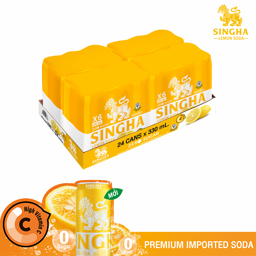 Nước soda chanh SINGHA 4 lốc (6 chai/lốc) X 330 ml