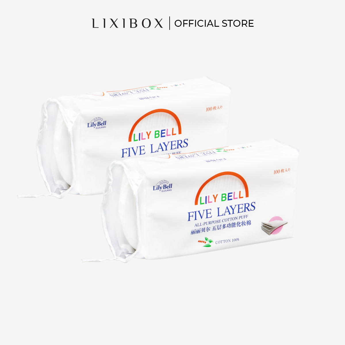 Combo Bông Tẩy Trang 5 Lớp Suzuran LilyBell Cotton Pads 100 Miếng