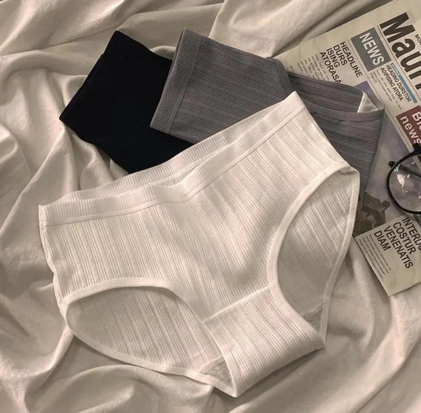 Quần lót nữ cotton gân tăm viền thun, thoáng khí, thấm hút mồ hôi, thoải mái Wo
