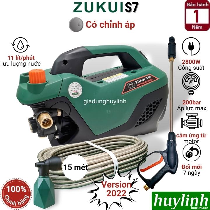 Máy xịt rửa xe chỉnh áp Zukui S7 - 2800W - Dây 15 mét - Motor cảm ứng từ bền bỉ