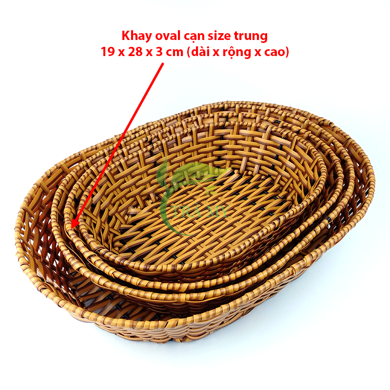 Khay Oval Nhựa Mây Đan Đựng Bánh Mỳ &amp;amp; Đa Năng Đựng Các Vật Dụng Gia Đình Tiện Lợi, Gọn Nhẹ