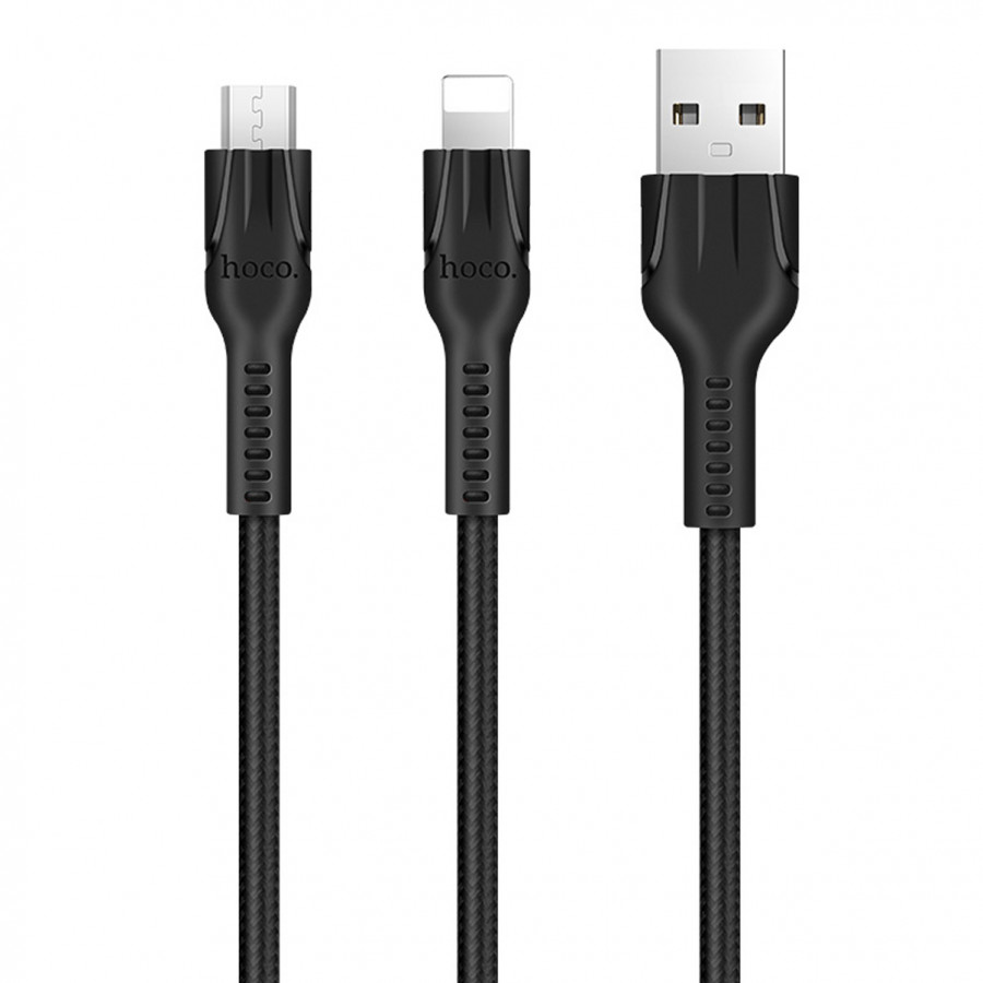 Cáp Sạc 2 Đầu Micro USB Và Lightning Cao Cấp Hoco U31 Benay (1.2m) - Hàng Chính Hãng