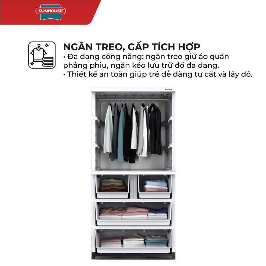 Tủ nhựa trẻ em 2 cánh Happy Kids Sunhouse KS-CA1400B4