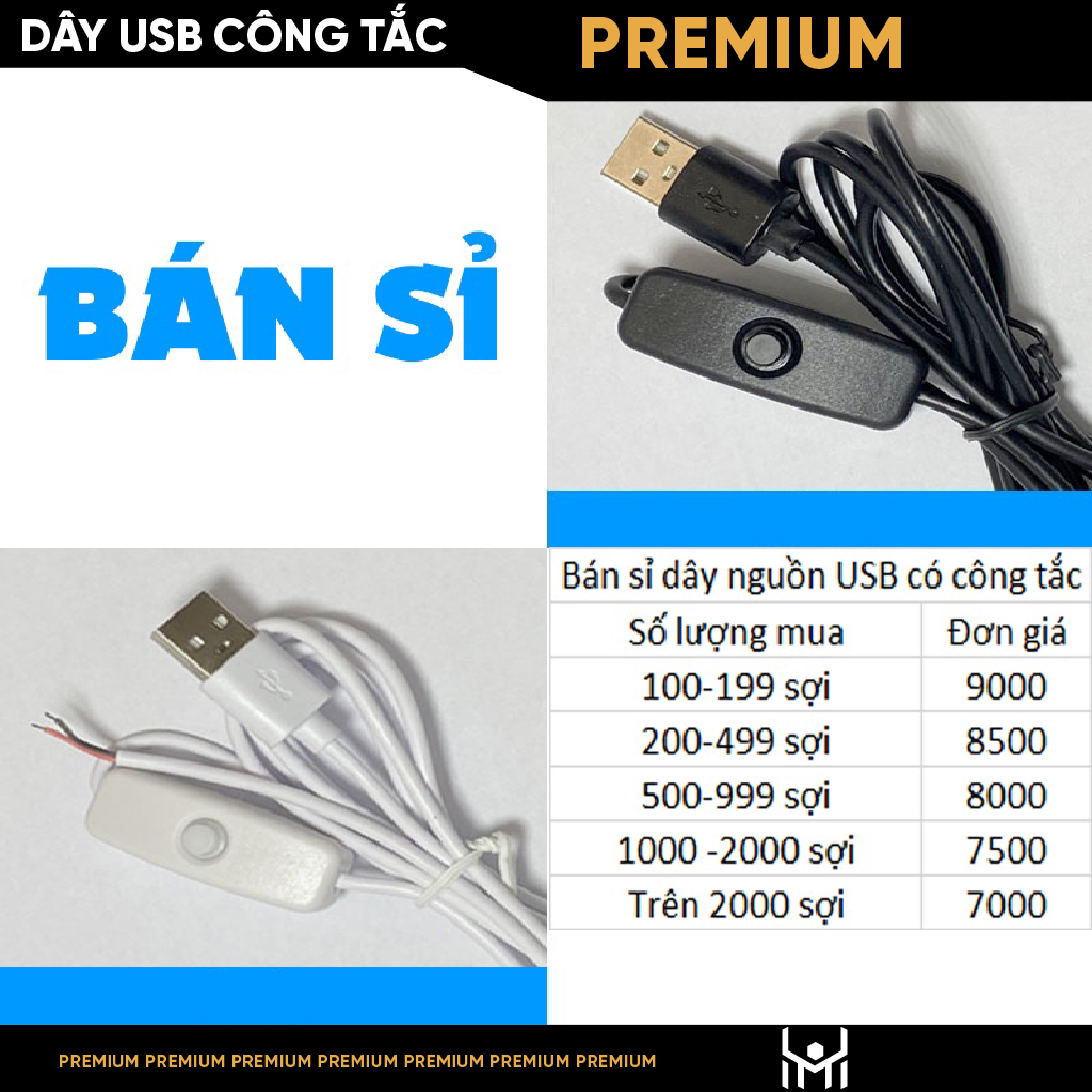 [Có Công Tắc] Dây nguồn USB có công tắc dài 1m, dùng làm nguồn đèn led cho trang trí, decor, làm quà lưu niệm, ảnh mica