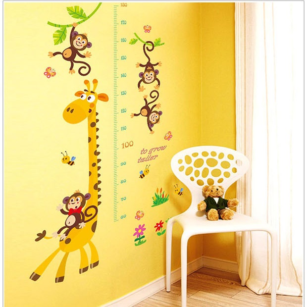 Decal dán tường thước đo chiều cao Hươu cao cổ 5 AmyShop (145 x 84 cm)