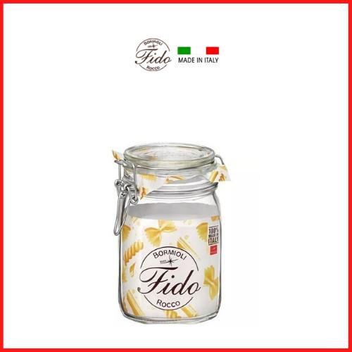 ITALY-Hũ thủy tinh đựng gia vị, ngũ cốc, ngâm trái cây nắp cài kín hơi FIDO - Bormioli Rocco - 1L - 149220
