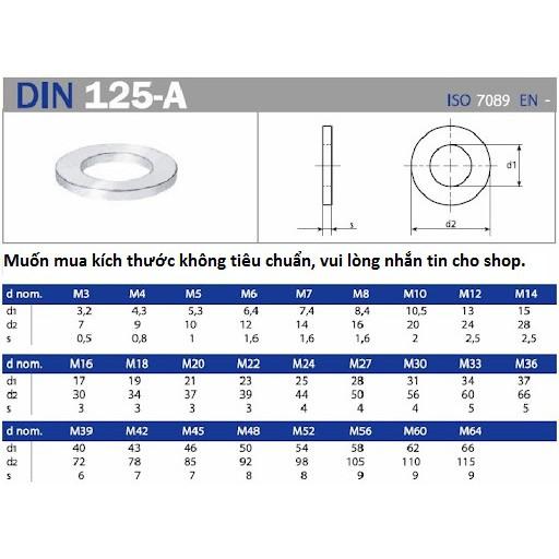 Bộ 10 Long đen/ đệm thép các kích thước.M1.6 M2 M2.5 M3 M4 M6 M8 M10 M12 M14