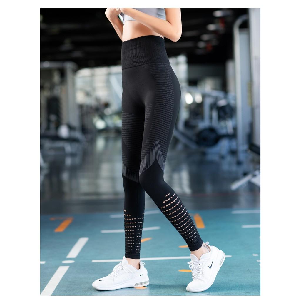 Quần tập gym yoga legging thể thao phối lỗ thoáng khí cao cấp