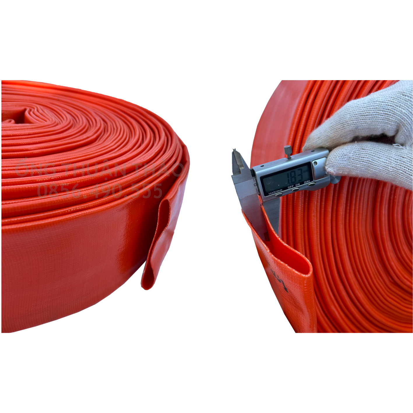 Ống nhựa, ống bạt vàng cam phi 76mm cuộn 20M - Ống bạt mềm cốt dù THUẬN THUẬN THẢO