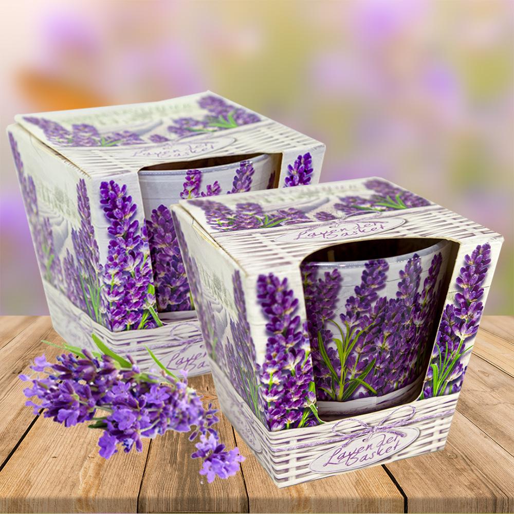 Combo 2 ly nến thơm Bartek nhập khẩu Châu Âu Lavender Basket 115g - hoa oải hương