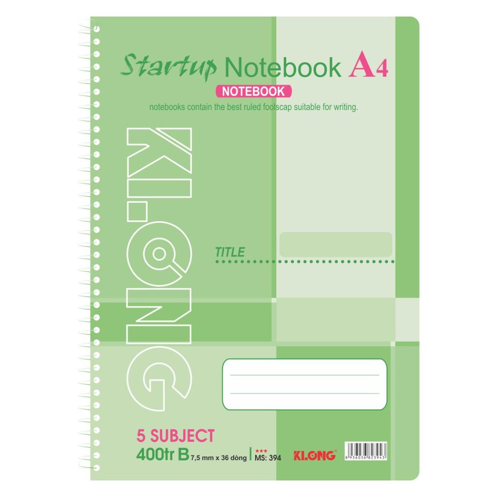 Sổ kẻ ngang lò xo đơn Startup KLONG A4 400 trang 58/92; MS: 394