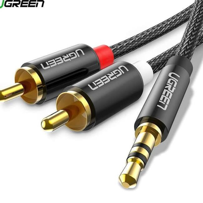 Cáp 3.5mm ra 2RCA hoa sen âm thanh AV116 Ugreen 60240 1M,60241 2M,60242 3M-Hàng chính hãng