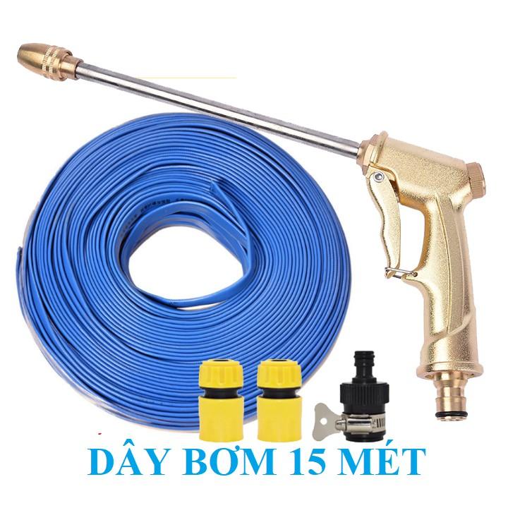 Bộ dây vòi xịt ️bơm nước phun sương️ , tăng áp 3 lần, loại 15m 206701-3 đầu đồng, cút,+ mở chai