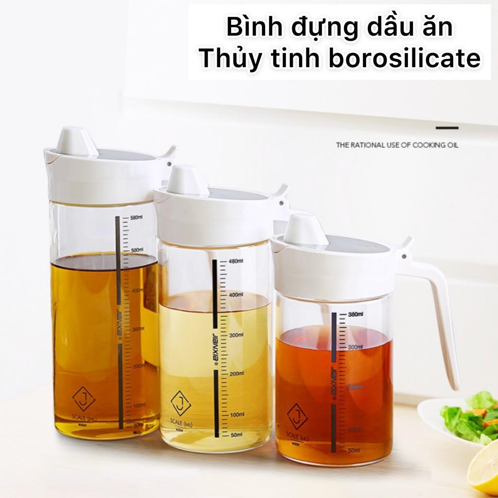 Bình đựng dầu ăn thông minh, thủy tinh borosilicate, bình đựng nước mắm, phong cách hiện đại