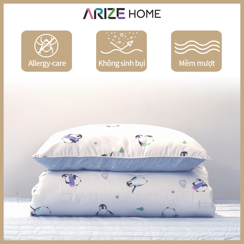 Chăn Chần Bông Arize Vải Microfiber Chim Cánh Cụt Penguin 1.5x2m