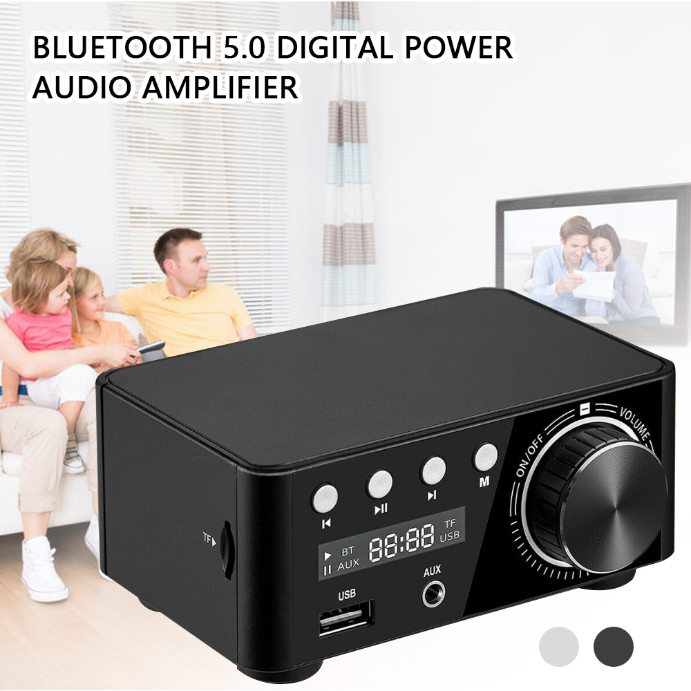 Amply Hifi Mini Bluetooth 5.0, tích hợp khe cắm thẻ nhớ, USB, AUX 3.5mm hỗ trợ đầy đủ định dạng âm thanh, kèm adapter củ sạc, dây loa MIHOCO BT5.0-Hàng chính hãng