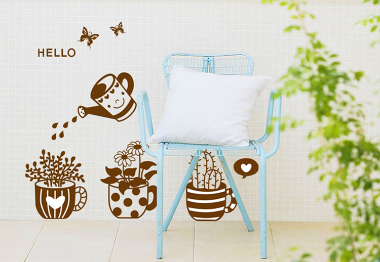 Decal Dán Tường Ba Chậu Cây Nâu Binbin PK179