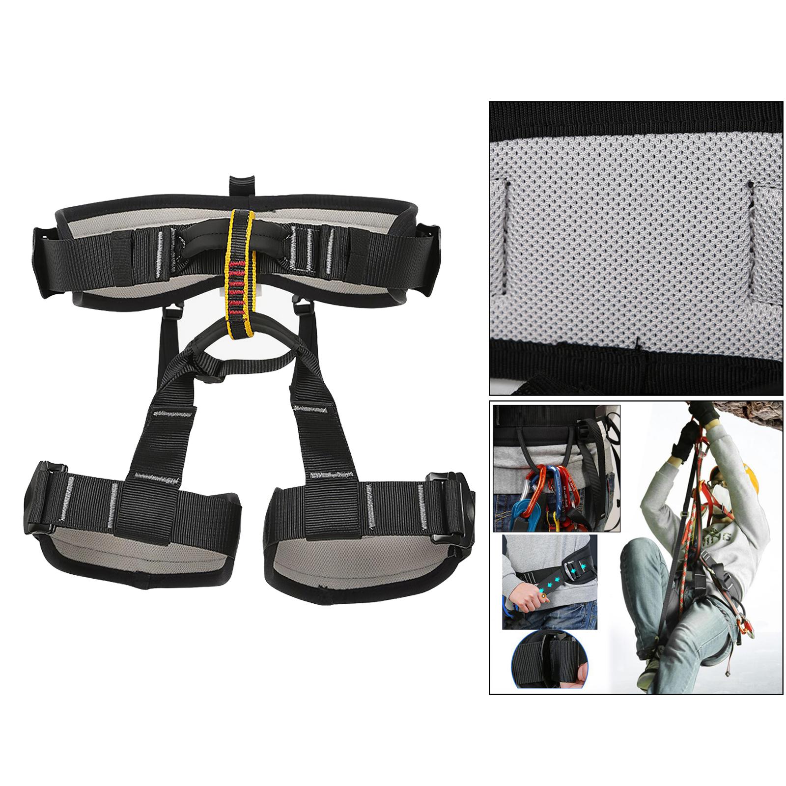 Outdoor Half Body Harness Rock Climbing Tree Rappelling Waist Belt Black L