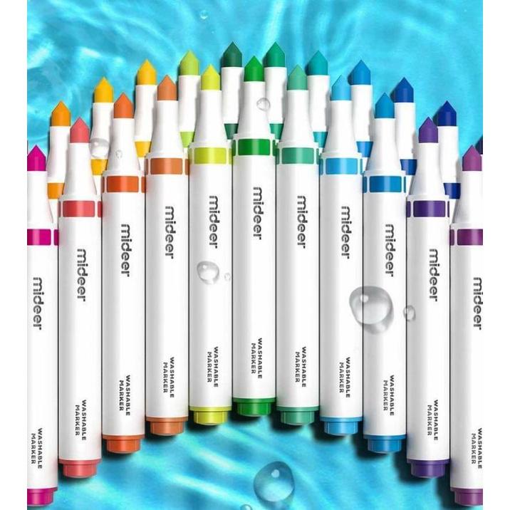 Hộp Bút Dạ Màu Nước An Toàn cho bé Washable Marker Mideer, bộ bút highlight