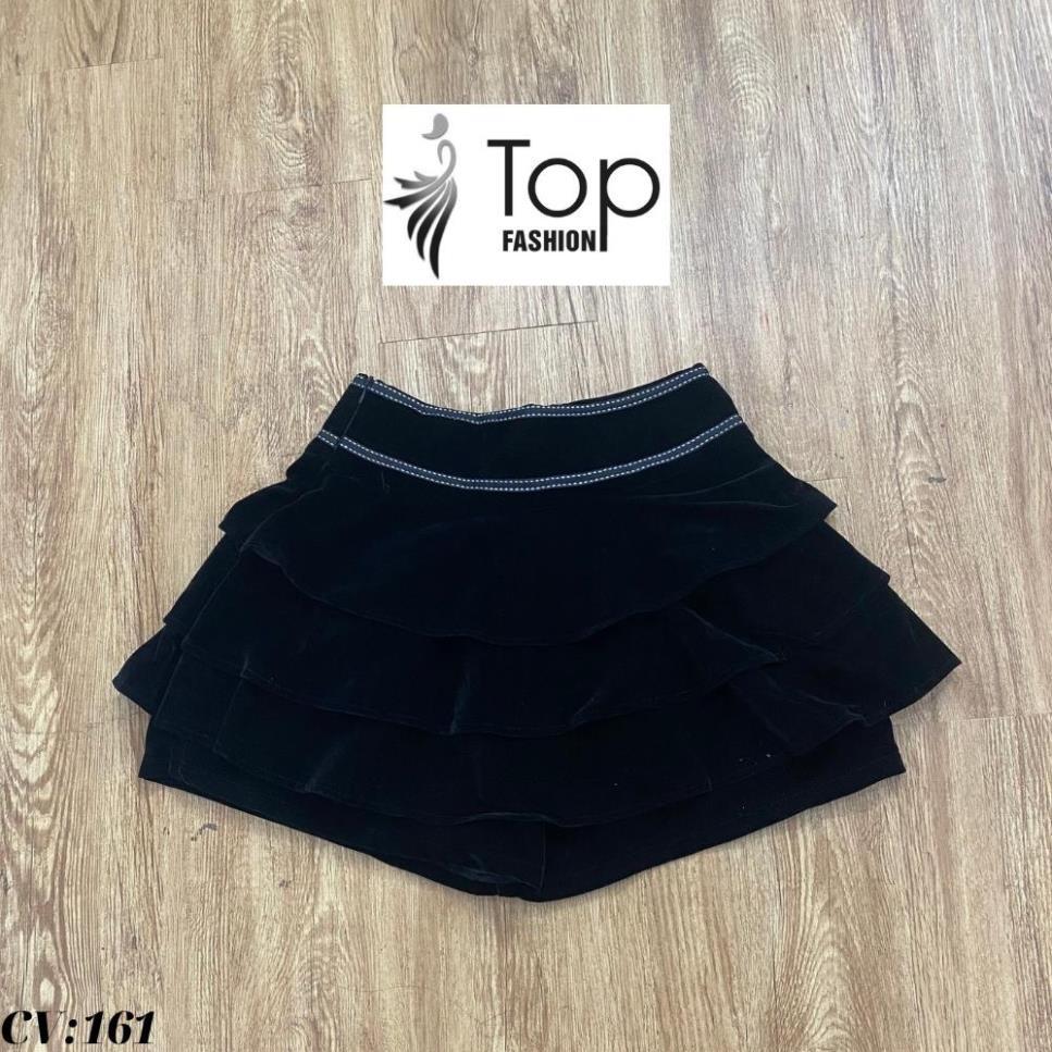 Chân Váy Nhung 4 Tầng,Chân Váy Nhung Dáng Xòe Cạp Điểm Viền Trắng Rất Tinh Tế , Có Quần Đùi Bên Trong Co Dãn 4 Chiều