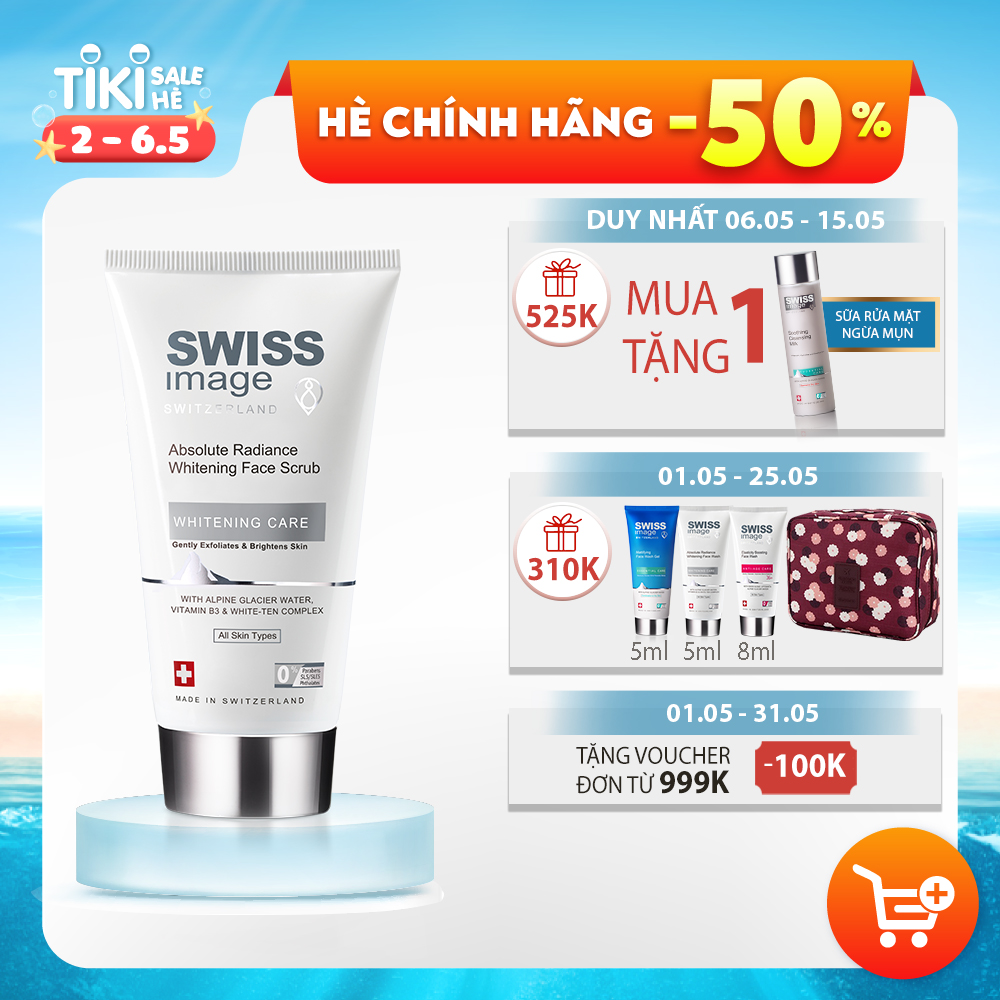 Tẩy tế bào chết dưỡng trắng cho mọi loại da Swiss Image Absolute Radiance Whitening Face Scrub 150ml