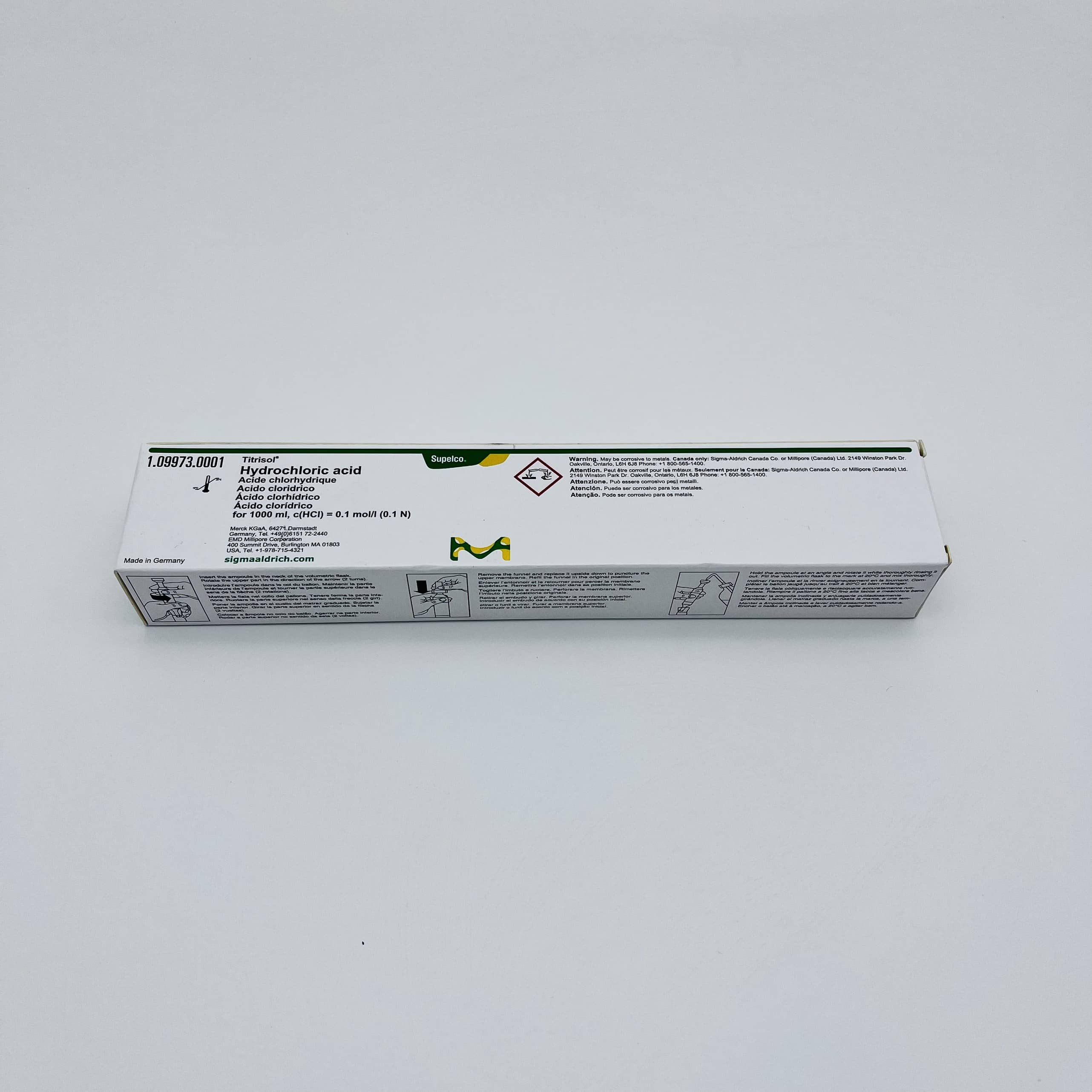 Ống chuẩn HCL 0.1N, 0.5N, 1N; Merck, Cas 7647-01-0