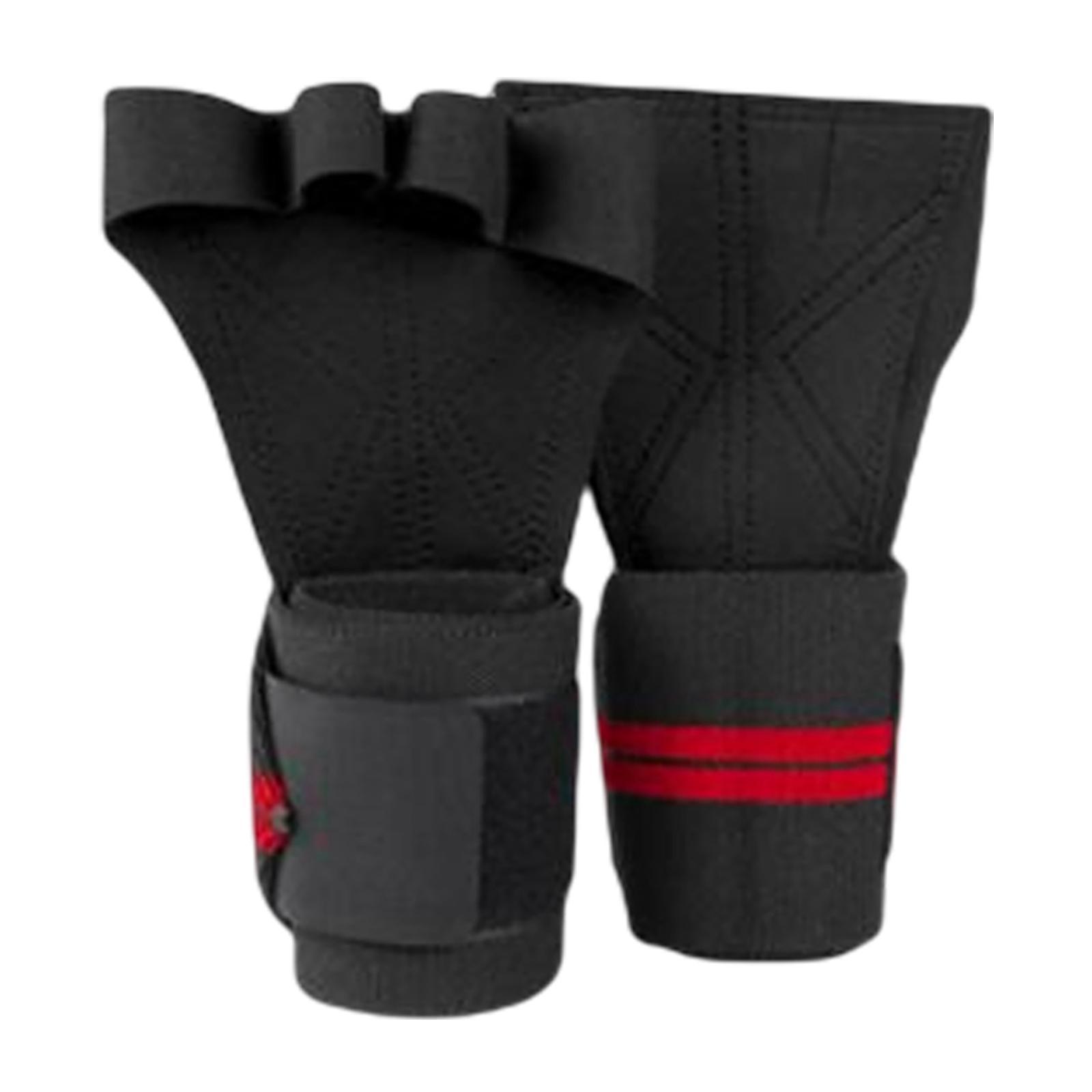 Weight Lifting Hand Grips Workout Pads with with Adjustable Wrist Support Wraps for Power Lifting Pull Up Fitness Gym