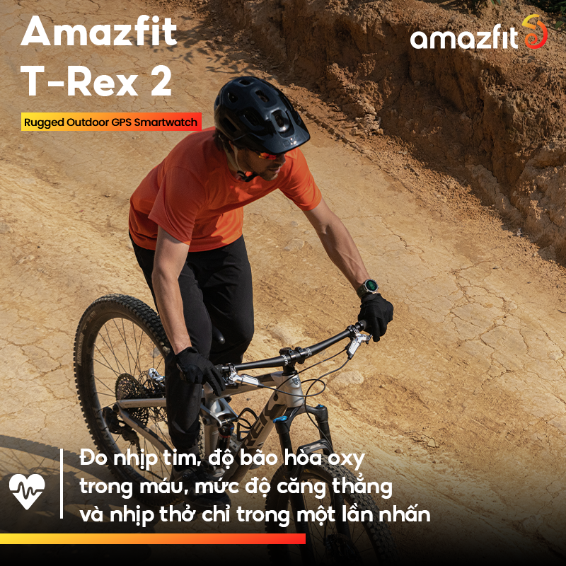 Amazfit T-Rex 2 - Đồng hồ thông minh | GPS | Pin đến 24 ngày | Chống nước 100M - Hàng Chính Hãng