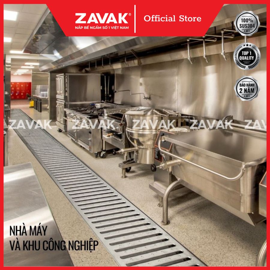 Rãnh Thoát Nước Inox 304 ZAVAK Grating GRT-AX117 inox 304 (modun 1.2m)