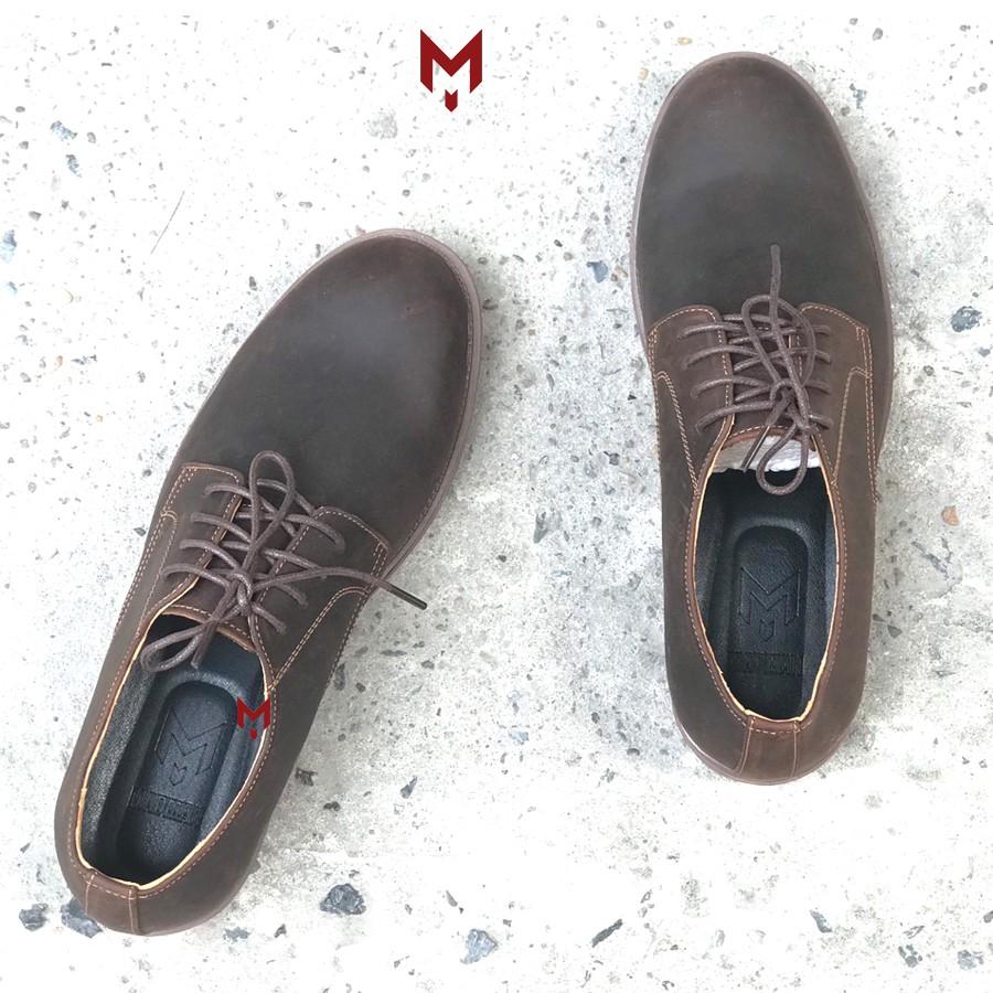 Giày tây nam Derby Plain MAD Shoes da bò sáp ngựa điên buộc dây thời trang cao cấp chất lượng tốt