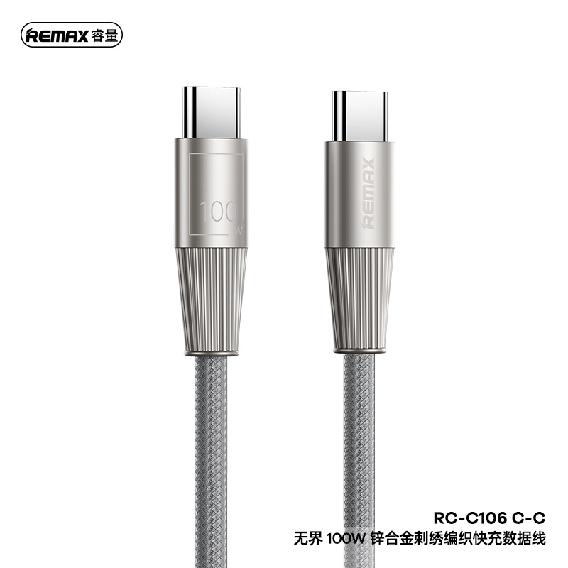 Cáp Sạc Nhanh Remax RC-C106 Type-C To Type-C, Output 100W, Dây 1.2M Siêu Bền - Hàng Chính Hãng