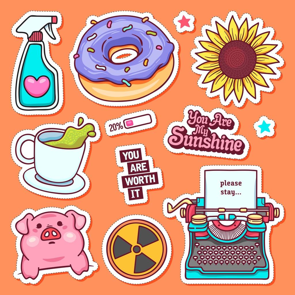 Sticker cute đáng yếu chống nước dán trang trí laptop, mũ nón bảo hiểm, vali, xe tay ga - 177