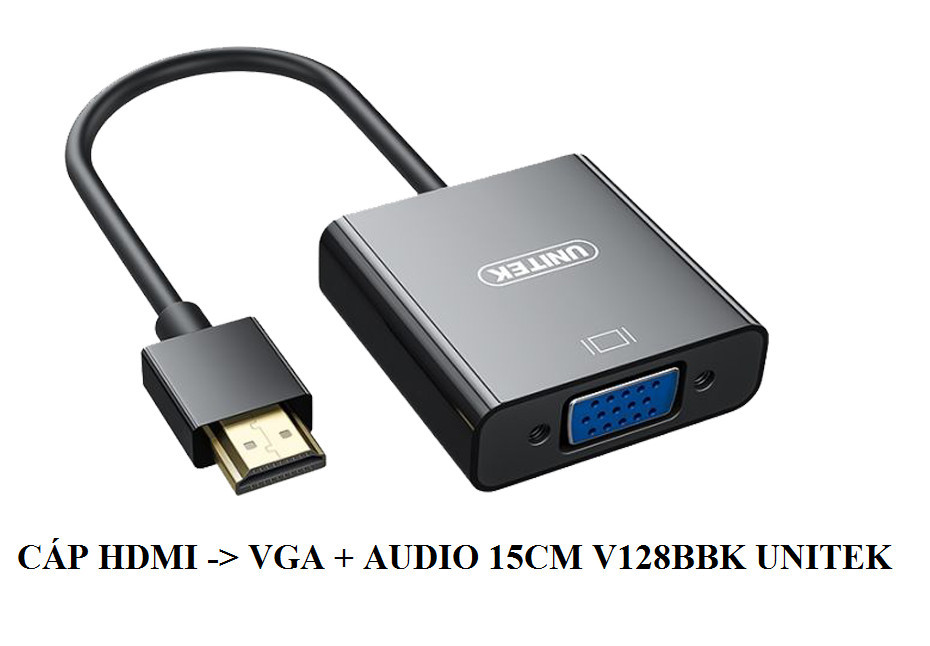 Cáp Chuyển Đổi HDMI Sang VGA Có Audio 15cm V128BBK UNITEK- Hàng Nhập Khẩu