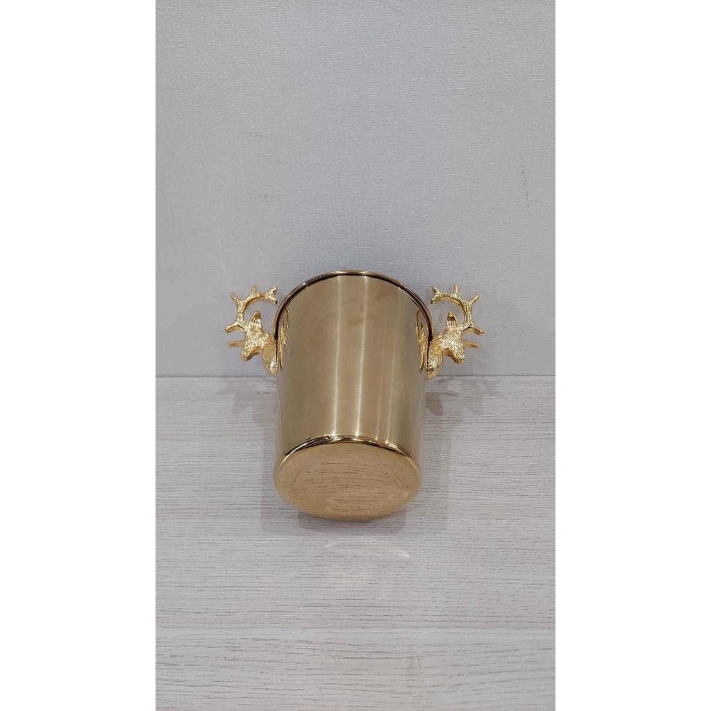 Xô đá, xô ướp  champagne, trái cây, xô trang trí Inox 304 hình nai cao cấp sang trọng màu vàng
