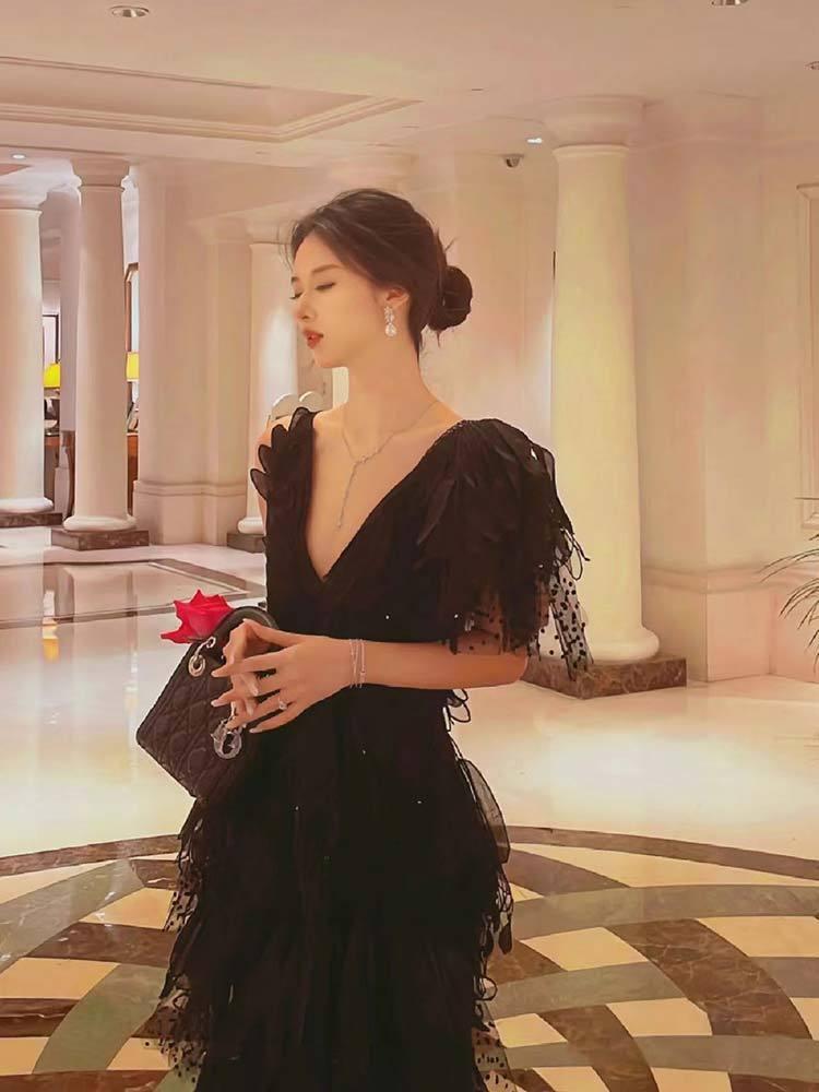 TOBE1SHOP 2023 mùa hè phụ nữ vest váy cao cấp không đều ren váy pongee váy trắng nàng tiên váy