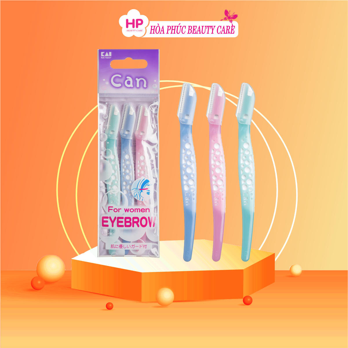 Dao Cạo Lông Mày Kai Eyebrow For Women Lưỡi Thép Không Gỉ (Set 3 Cây)
