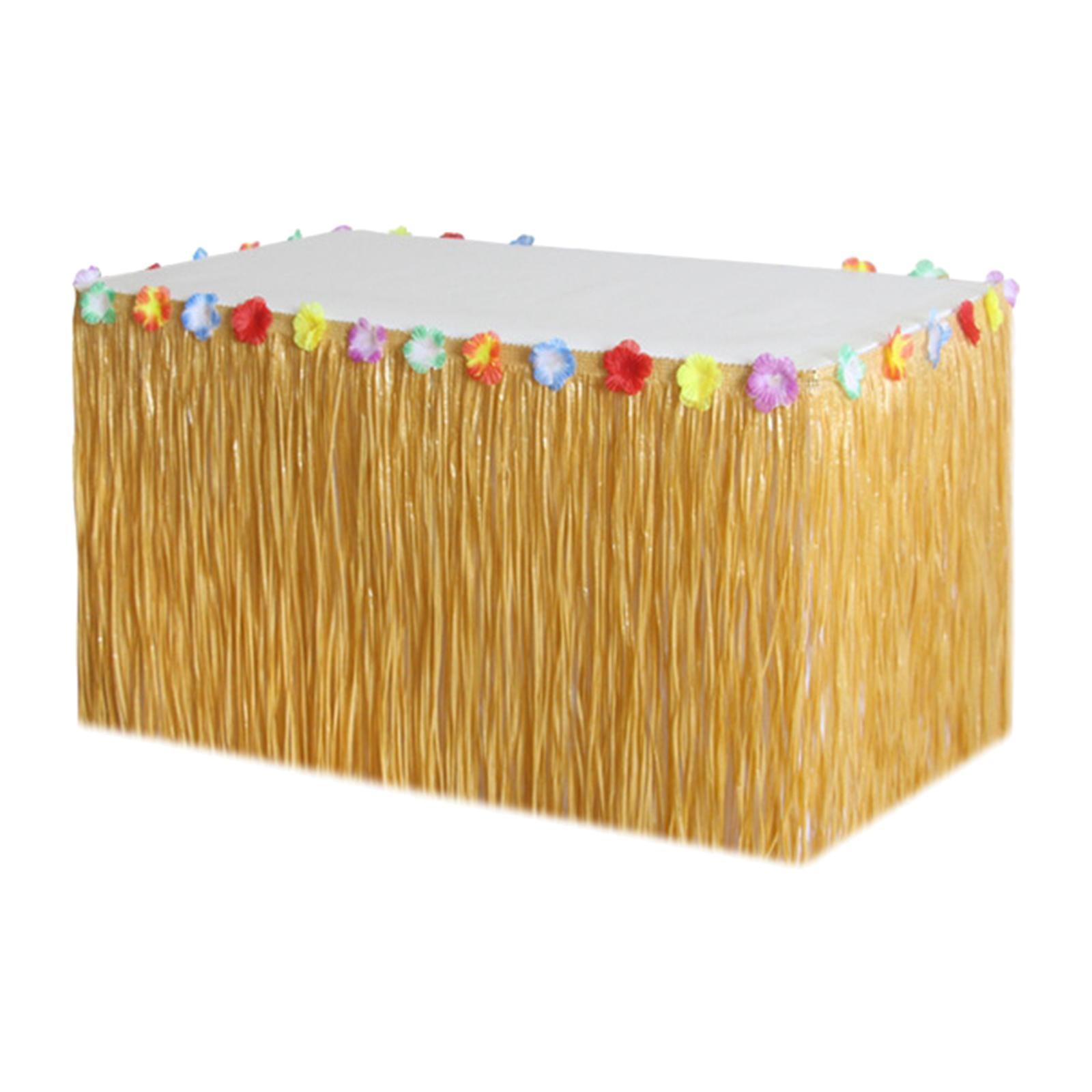 Artifical Grass Table Skirt Hawaiian Table Skirt Decor Lightweight Tropical Luau Party Decoration for Photo Props Camping Summer Theme Party