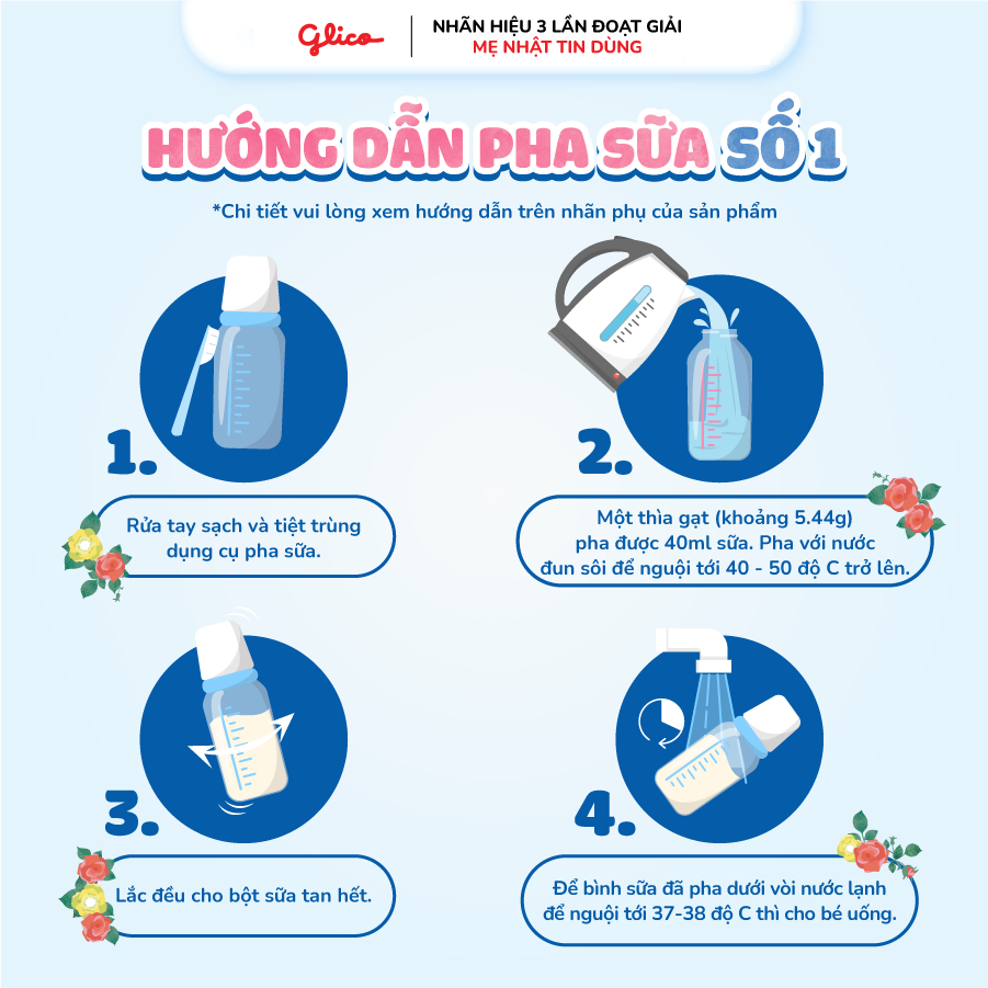 Sữa Bột Glico Icreo Grow-Up 820g/Lon Cho Bé 1-3 tuổi