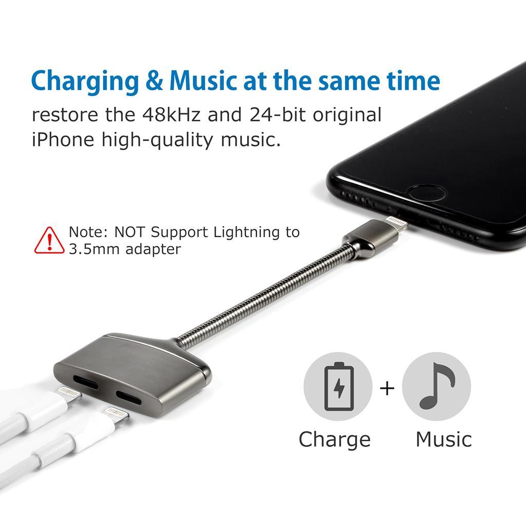Headphone Audio and Charge Cable Adapter Splitter 2 in 1 for  7 8 X